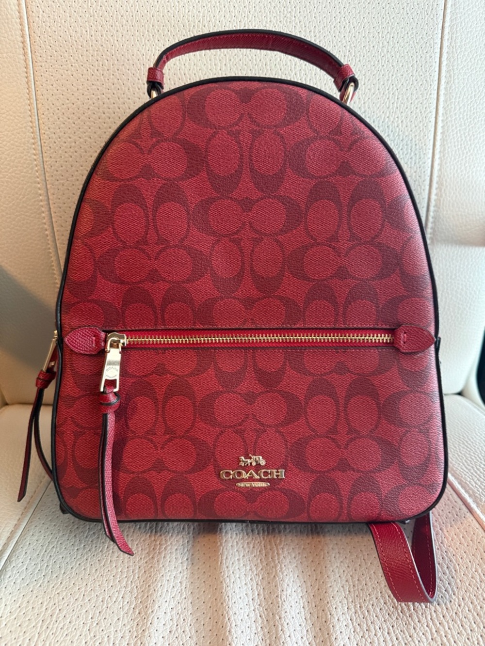 Coach Jordyn Backpack In Red Signature Canvas